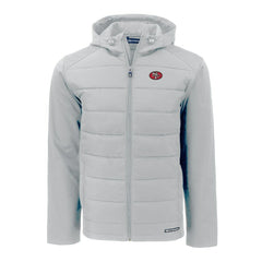 San Francisco 49ers Cutter & Buck Throwback Evoke Hybrid Eco Softshell Recycled Full-Zip Hoodie Jacket - Gray Hoodies