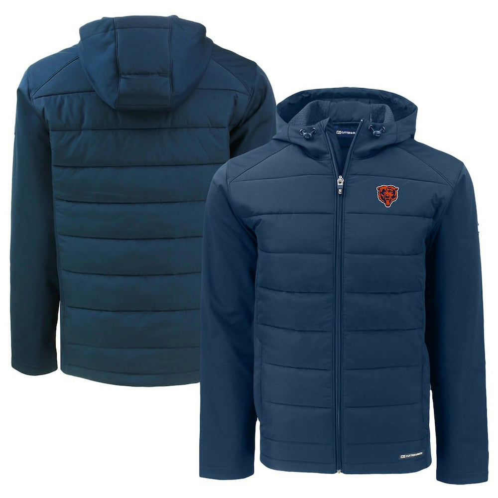 Chicago Bears Cutter & Buck Throwback Big & Tall Evoke Hybrid Eco Softshell Recycled Full-Zip Jacket - Navy Jackets