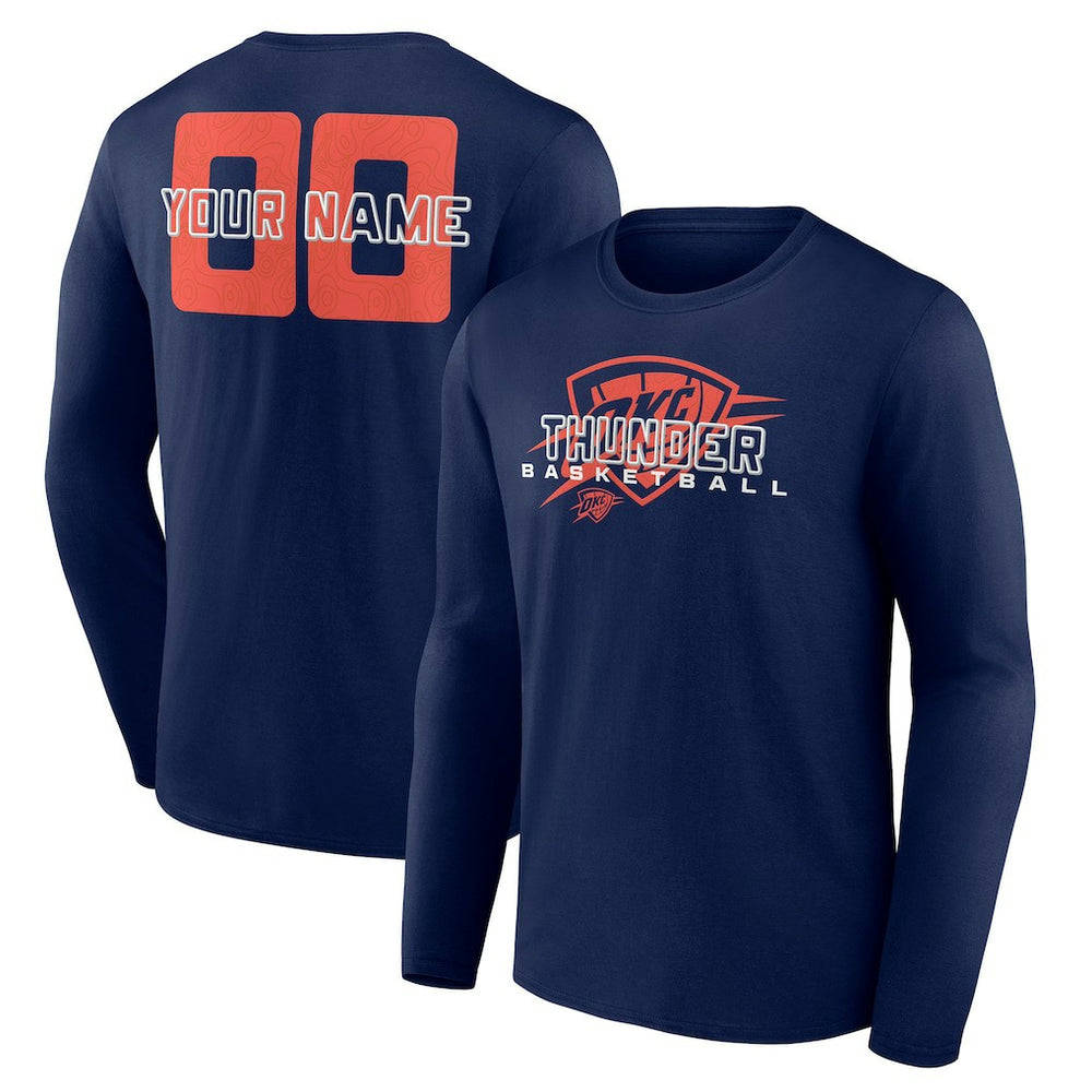 Oklahoma City Thunder Stellar Personalized Name & Number Long Sleeve T-Shirt Navy