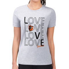Baltimore Orioles G-III 4Her by Carl Banks Women's Super-Slim Fit Lightweight Love Graphic Team T-Shirt - Heather Gray T-shirts