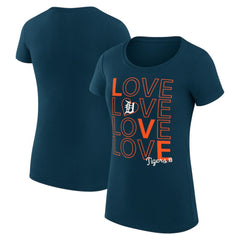 Detroit Tigers G-III 4Her by Carl Banks Women's Super-Slim Fit Lightweight Love Graphic Team T-Shirt - Navy T-shirts