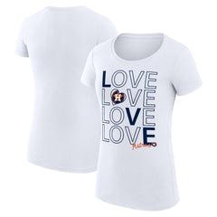 Houston Astros G-III 4Her by Carl Banks Women's Super-Slim Fit Lightweight Love Graphic Team T-Shirt - White T-shirts