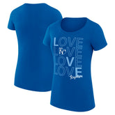 Kansas City Royals G-III 4Her by Carl Banks Women's Super-Slim Fit Lightweight Love Graphic Team T-Shirt - Royal T-shirts