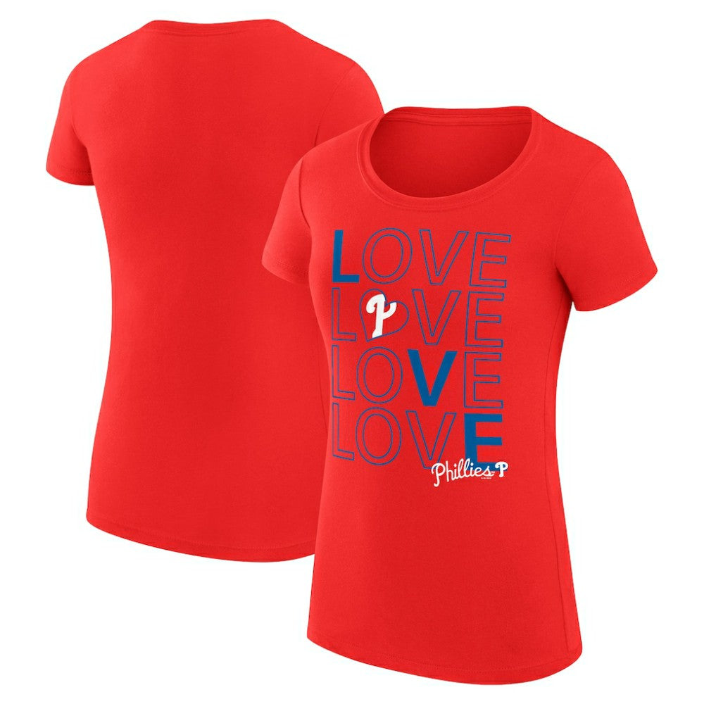 Philadelphia Phillies G-III 4Her by Carl Banks Women's Super-Slim Fit Lightweight Love Graphic Team T-Shirt - Red T-shirts