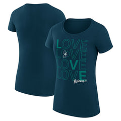 Seattle Mariners G-III 4Her by Carl Banks Women's Super-Slim Fit Lightweight Love Graphic Team T-Shirt - Navy T-shirts