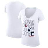 Cleveland Guardians G-III 4Her by Carl Banks Women's Super-Slim Fit Lightweight Love Graphic Team V-Neck T-Shirt - White T-shirts
