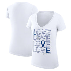 Los Angeles Dodgers G-III 4Her by Carl Banks Women's Super-Slim Fit Lightweight Love Graphic Team V-Neck T-Shirt - White T-shirts