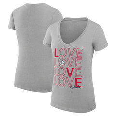St. Louis Cardinals G-III 4Her by Carl Banks Women's Super-Slim Fit Lightweight Love Graphic Team V-Neck T-Shirt - Heather Gray T-shirts