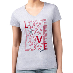 St. Louis Cardinals G-III 4Her by Carl Banks Women's Super-Slim Fit Lightweight Love Graphic Team V-Neck T-Shirt - Heather Gray T-shirts