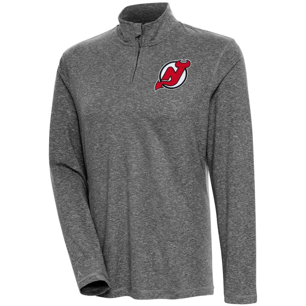 New Jersey Devils Antigua Women's Confront Quarter-Zip Pullover Top - Heather Black | US 200624166