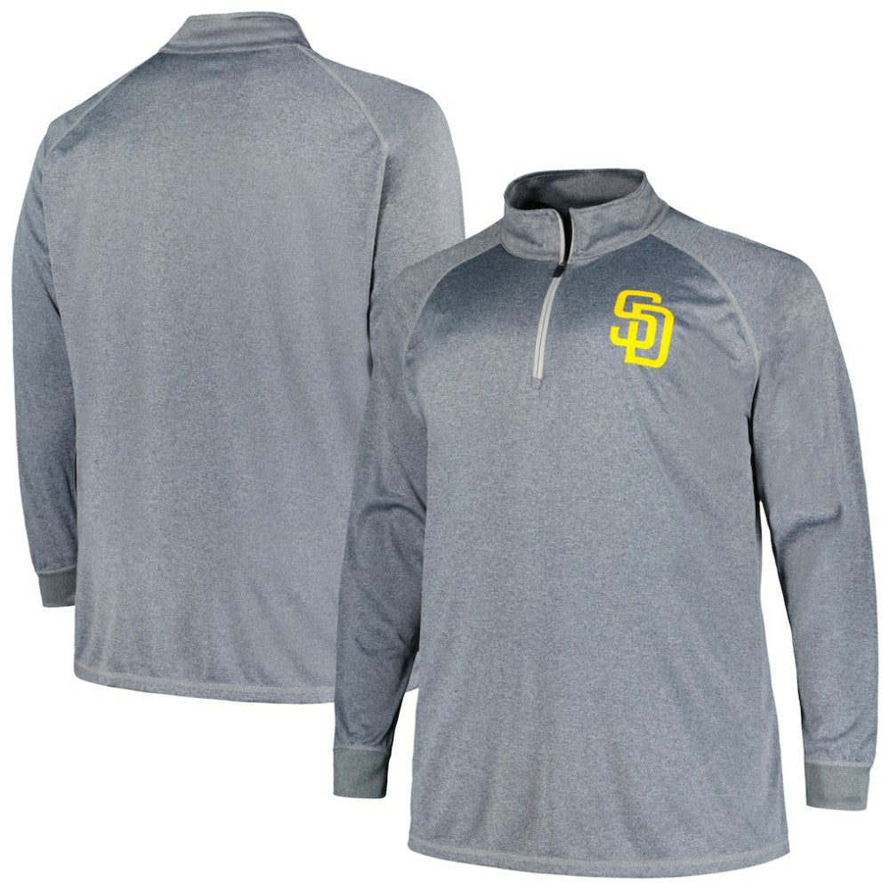 San Diego Padres Profile Big & Tall Raglan Quarter-Zip Top - Gray Tops