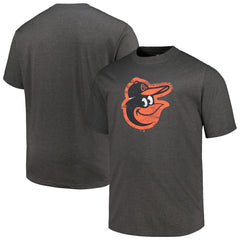 Baltimore Orioles Profile Big & Tall Weathered Logo T-Shirt - Heather Black T-shirts