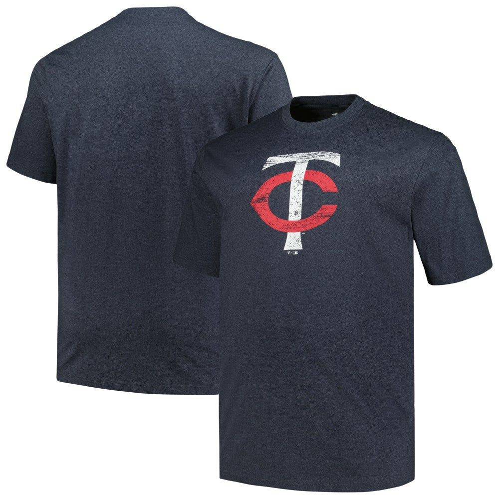Minnesota Twins Profile Big & Tall Weathered Logo T-Shirt - Heather Navy T-shirts