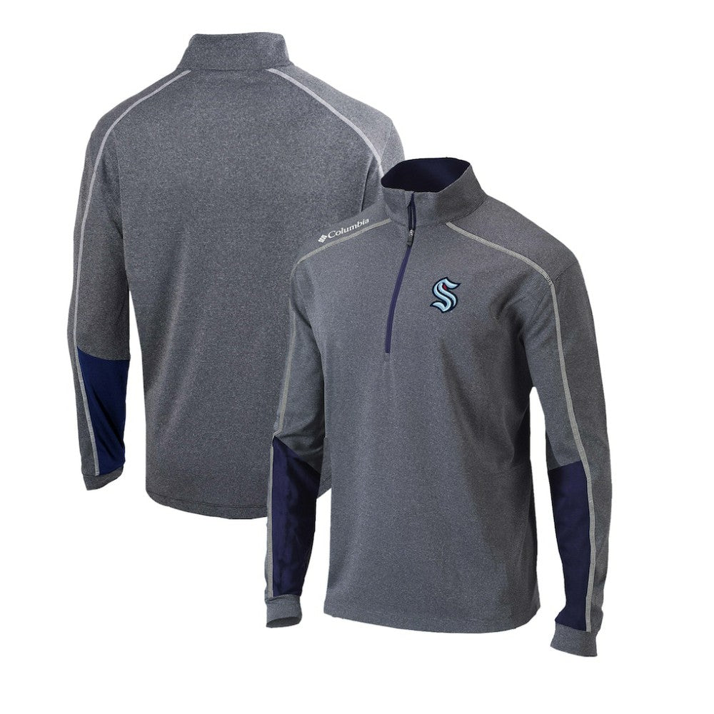 Seattle Kraken Columbia Omni-Wick Shotgun 2.0 Quarter-Zip Pullover Top - Gray/Navy | US 200629210