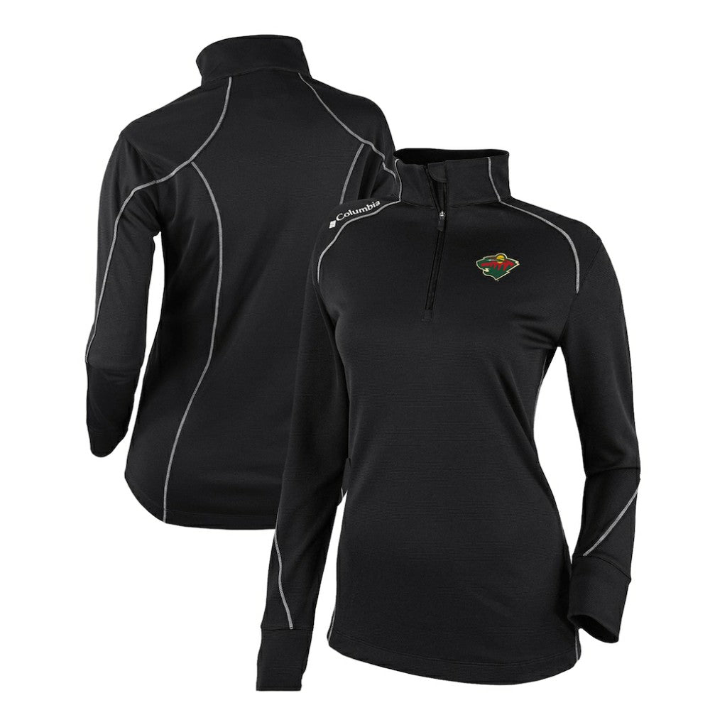 Minnesota Wild Columbia Women's Omni-Wick Shotgun 2.0 Quarter-Zip Pullover Top - Black | US 200629452