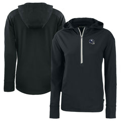 New York Giants Cutter & Buck Women's Helmet Daybreak Eco Recycled Half-Zip Hoodie - Black Hoodies