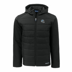 Detroit Lions Cutter & Buck Helmet Evoke Hybrid Eco Softshell Recycled Full-Zip Hoodie Jacket - Black Hoodies