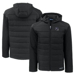 Minnesota Vikings Cutter & Buck Helmet Evoke Hybrid Eco Softshell Recycled Full-Zip Hoodie Jacket - Black Hoodies
