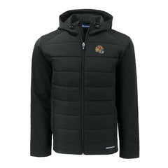 San Francisco 49ers Cutter & Buck Helmet Evoke Hybrid Eco Softshell Recycled Full-Zip Hoodie Jacket - Black Hoodies