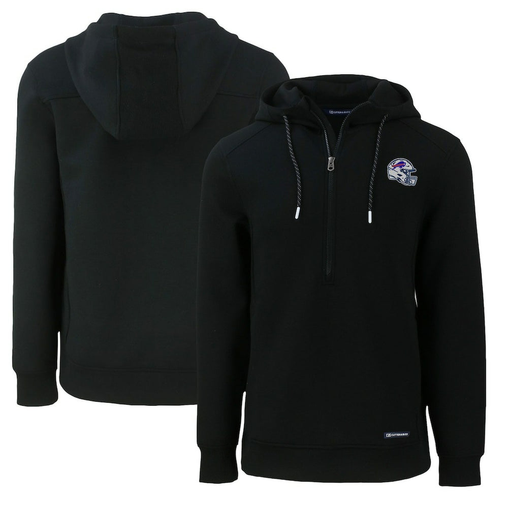 Buffalo Bills Cutter & Buck Helmet Roam Eco Half-Zip Recycled Pullover Hoodie - Black Hoodies