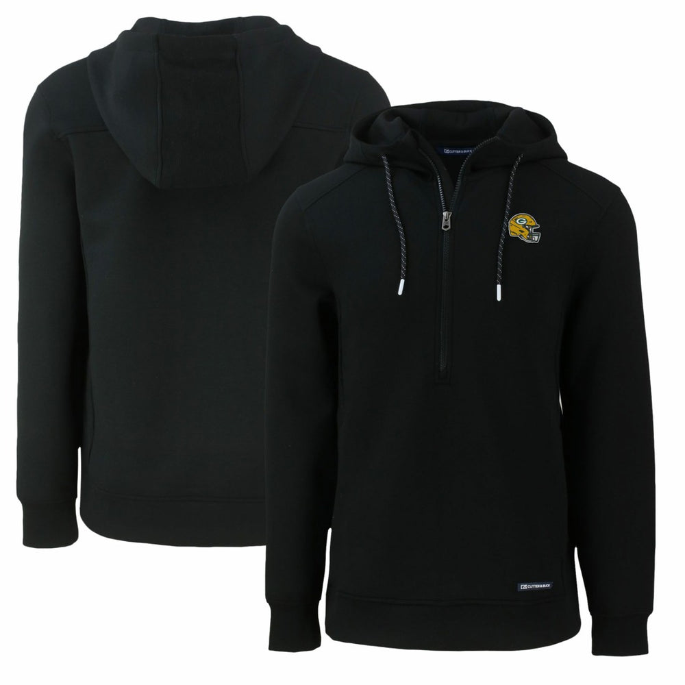 Green Bay Packers Cutter & Buck Helmet Roam Eco Half-Zip Recycled Pullover Hoodie - Black Hoodies