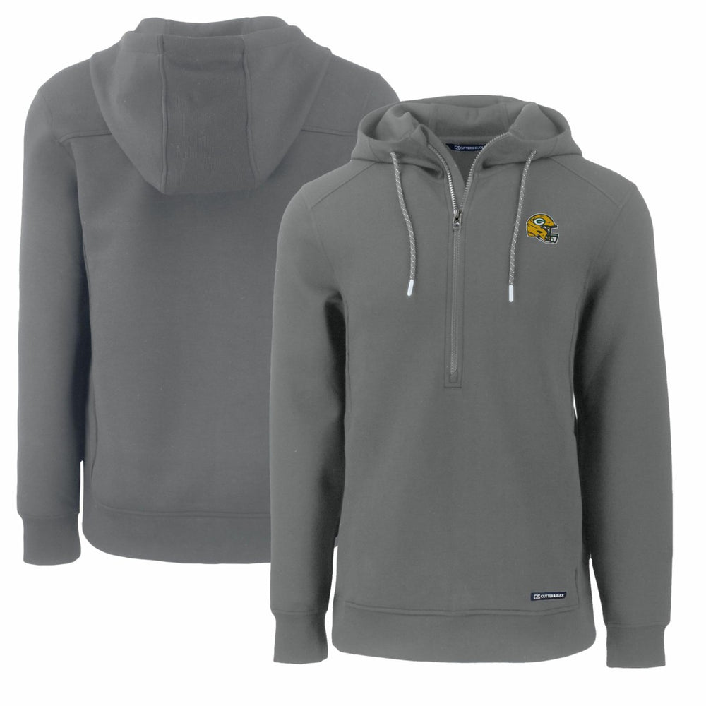 Green Bay Packers Cutter & Buck Helmet Roam Eco Half-Zip Recycled Pullover Hoodie - Gray Hoodies