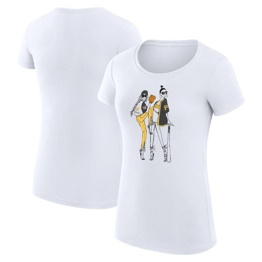 Pittsburgh Pirates G-III 4Her by Carl Banks Women's Super-Slim Fit Lightweight Baseball Girls T-Shirt - White T-shirts
