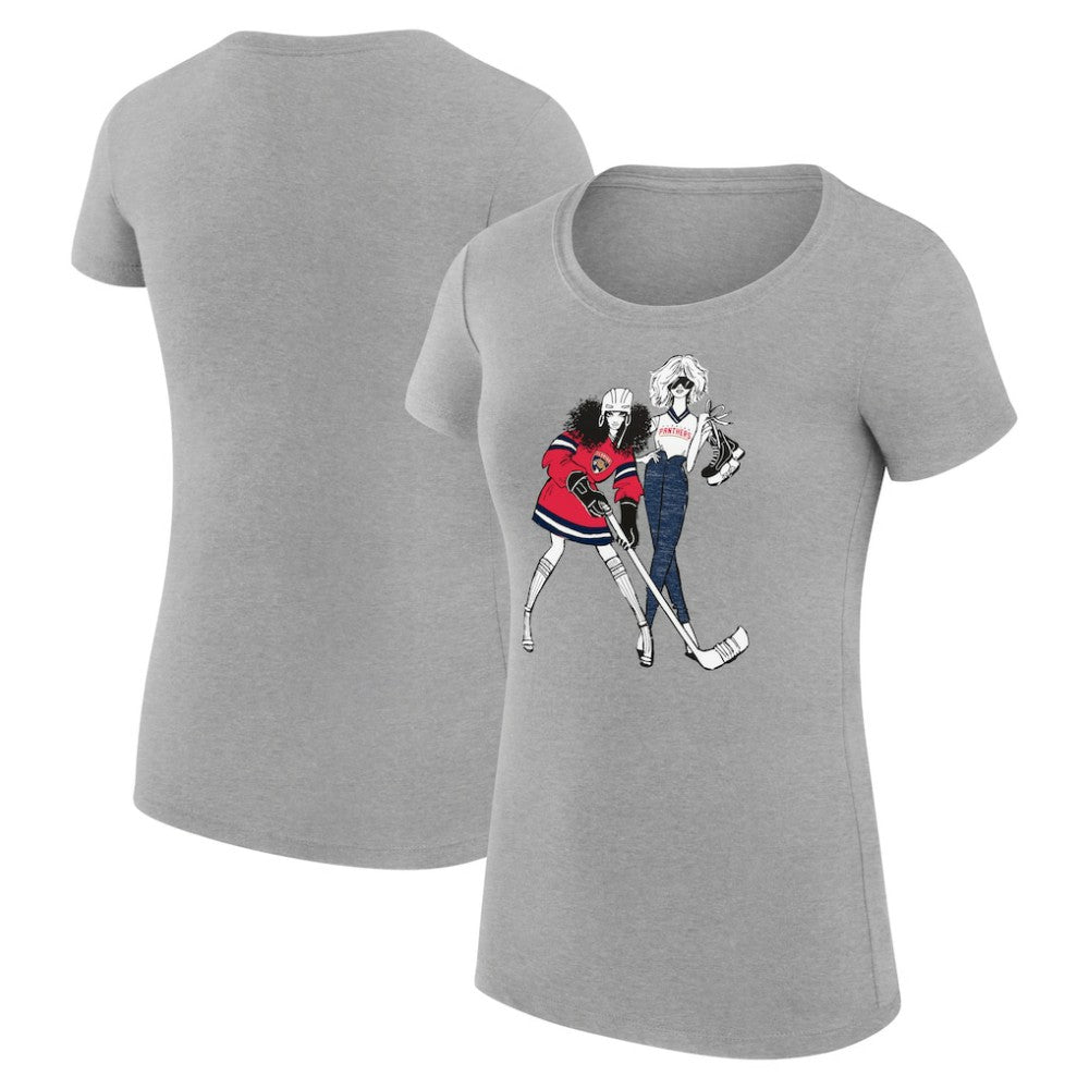Florida Panthers G-III 4Her by Carl Banks Women's Super-Slim Fit Lightweight Hockey Girls T-Shirt - Heather Gray | US 200632788