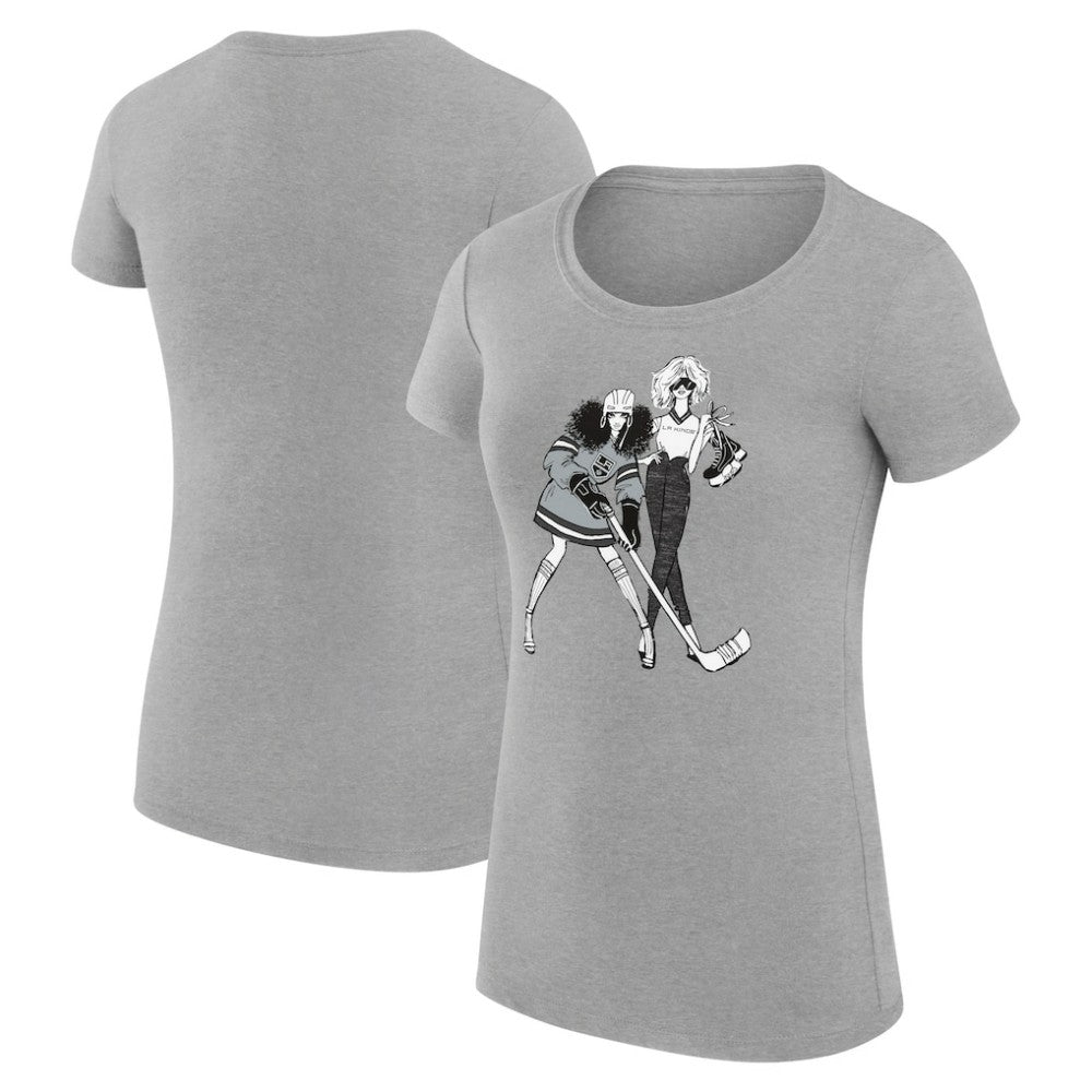 Los Angeles Kings G-III 4Her by Carl Banks Women's Super-Slim Fit Lightweight Hockey Girls T-Shirt - Heather Gray | US 200632789