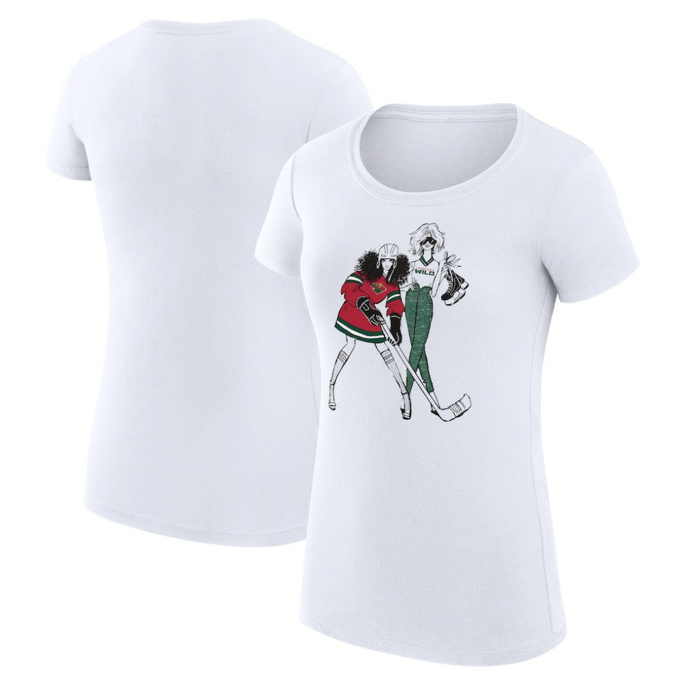 Minnesota Wild G-III 4Her by Carl Banks Women's Super-Slim Fit Lightweight Hockey Girls T-Shirt - White | US 200632809