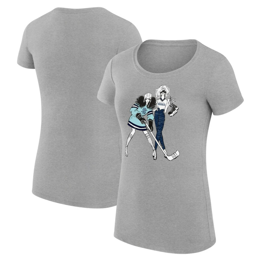 Seattle Kraken G-III 4Her by Carl Banks Women's Super-Slim Fit Lightweight Hockey Girls T-Shirt - Heather Gray | US 200632817