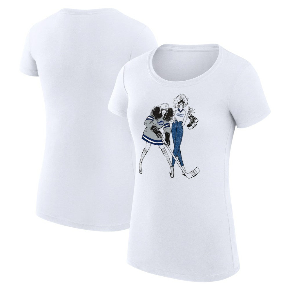 Tampa Bay Lightning G-III 4Her by Carl Banks Women's Super-Slim Fit Lightweight Hockey Girls T-Shirt - White | US 200632832