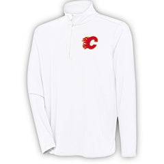 Calgary Flames Antigua Hunk Quarter-Zip Pullover Top - White | US 200640565