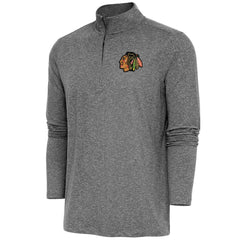 Chicago Blackhawks Antigua Hunk Quarter-Zip Pullover Top - Heather Black | US 200640585