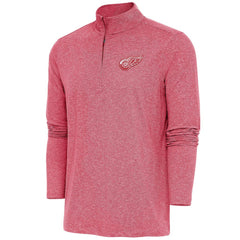 Detroit Red Wings Antigua Hunk Quarter-Zip Pullover Top - Heather Red | US 200640613