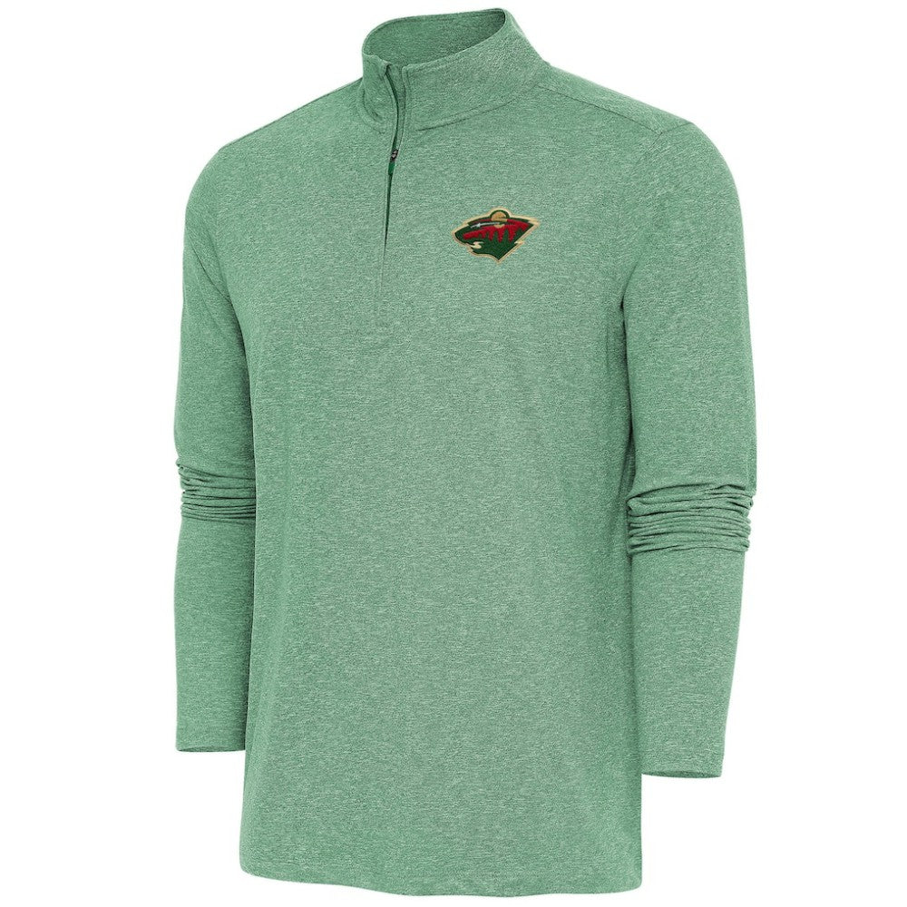 Minnesota Wild Antigua Hunk Quarter-Zip Pullover Top - Heather Hunter Green | US 200640660