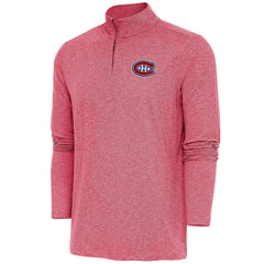 Montreal Canadiens Antigua Hunk Quarter-Zip Pullover Top - Heather Red | US 200640675