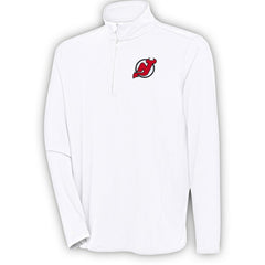 New Jersey Devils Antigua Hunk Quarter-Zip Pullover Top - White | US 200640694