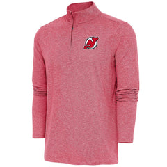 New Jersey Devils Antigua Hunk Quarter-Zip Pullover Top - Heather Red | US 200640697