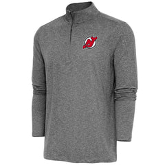 New Jersey Devils Antigua Hunk Quarter-Zip Pullover Top - Heather Black | US 200640698