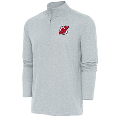 New Jersey Devils Antigua Hunk Quarter-Zip Pullover Top - Heather Gray | US 200640701