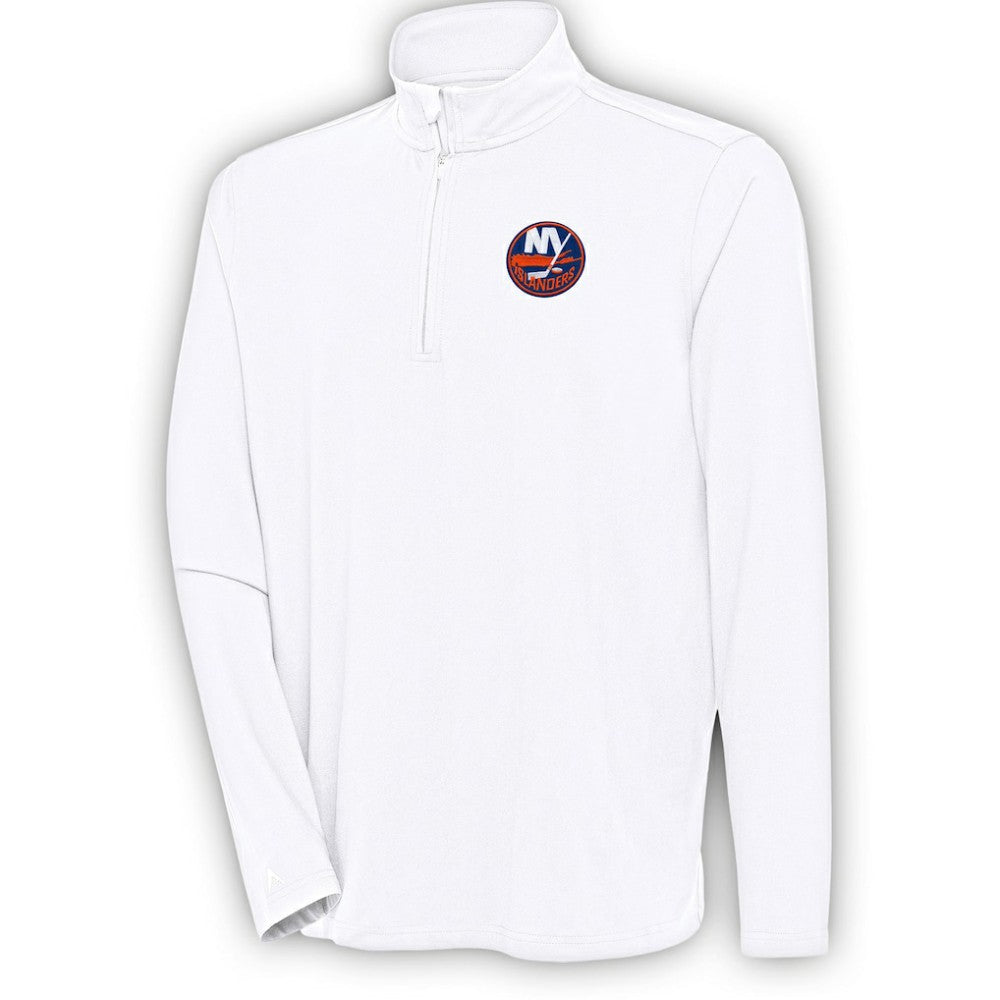 New York Islanders Antigua Hunk Quarter-Zip Pullover Top - White | US 200640704