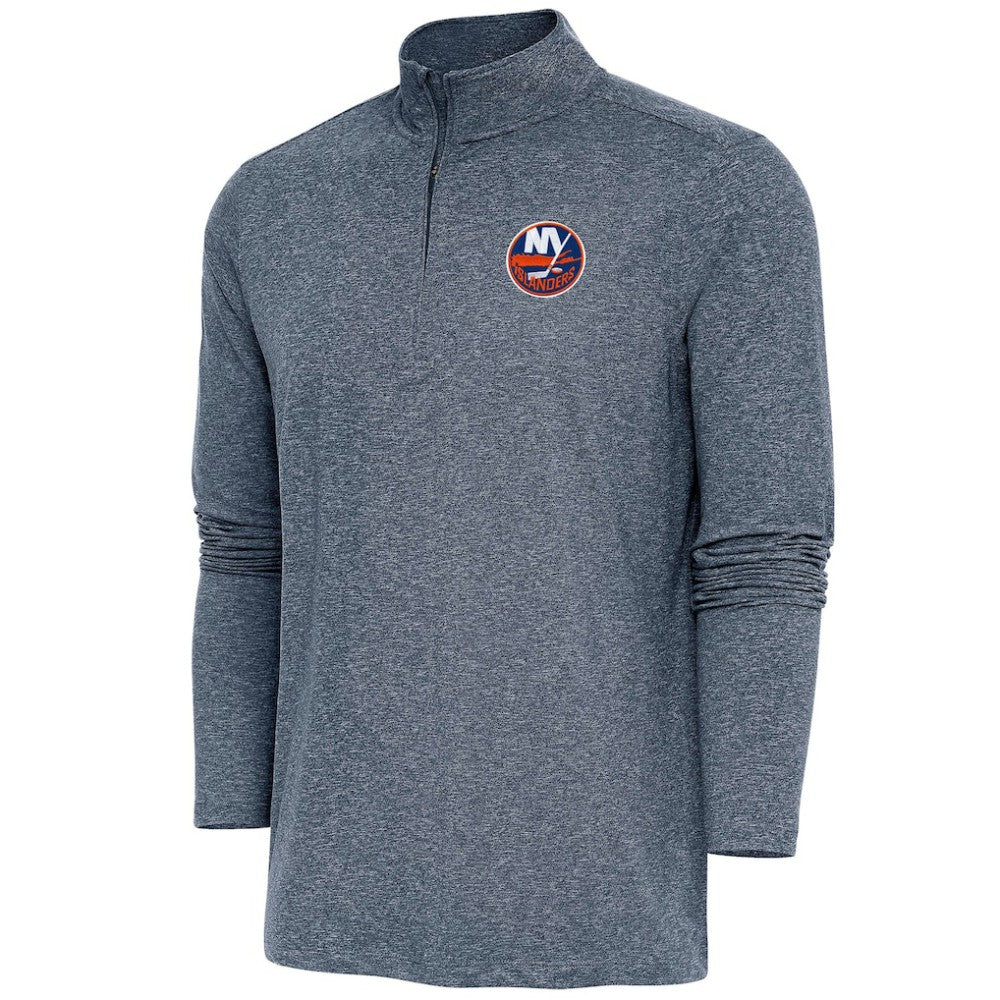 New York Islanders Antigua Hunk Quarter-Zip Pullover Top - Heather Navy | US 200640706
