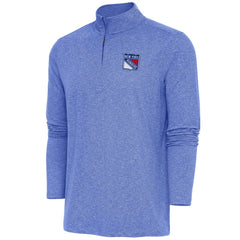 New York Rangers Antigua Hunk Quarter-Zip Pullover Top - Heather Royal | US 200640729