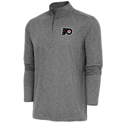 Philadelphia Flyers Antigua Hunk Quarter-Zip Pullover Top - Heather Black | US 200640740