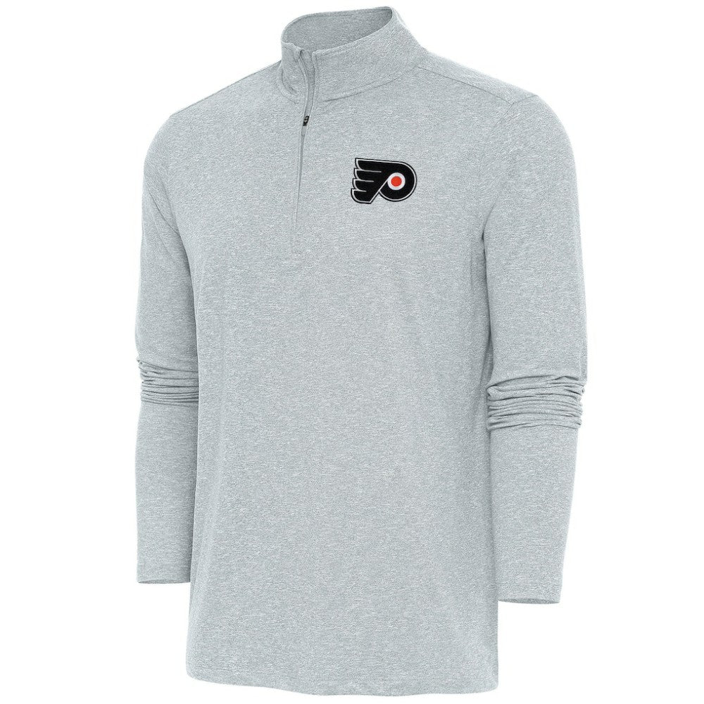 Philadelphia Flyers Antigua Hunk Quarter-Zip Pullover Top - Heather Gray | US 200640741