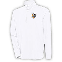 Pittsburgh Penguins Antigua Hunk Quarter-Zip Pullover Top - White | US 200640742