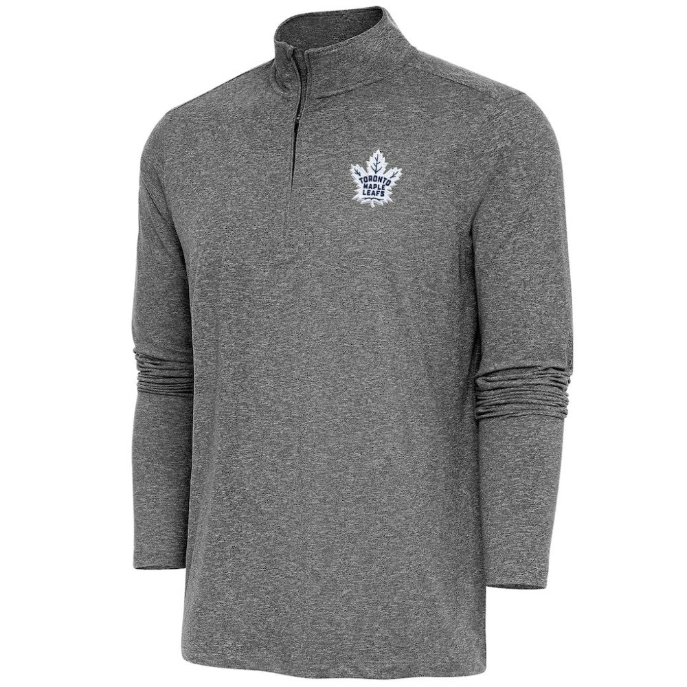 Toronto Maple Leafs Antigua Hunk Quarter-Zip Pullover Top - Heather Black | US 200640765