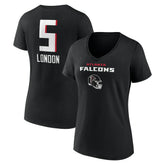 Drake London Atlanta Falcons Women's Team Wordmark Player Name & Number V-Neck T-Shirt - Black T-shirts