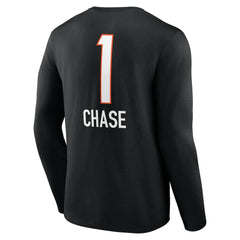 Ja'Marr Chase Cincinnati Bengals Team Wordmark Player Name & Number Long Sleeve T-Shirt - Black T-shirts